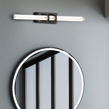 Searchlight Parma - lampe miroir - 47 x 6 cm - 10W LED inclus - IP44 - noir mat et transparent