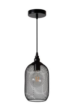 Lucide Mesh - lampe suspendue - Ø 15 x 158 cm - noir