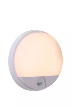 Lucide Hups IR - applique murale extérieure avec détecteur - Ø 21 x 4,9 cm - 10W LED inclus - IP54 - blanc