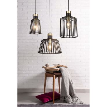 Searchlight Bird Cage - lampe suspendue - 22,5 x 22 x 164 cm - noir mat