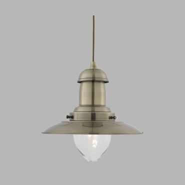 Searchlight Fisherman - lampe suspendue - Ø 32 x 120 cm - argent satiné