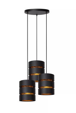 Lucide Rosas - lampe suspendue 3L - Ø 43 x 165 cm - noir et laiton