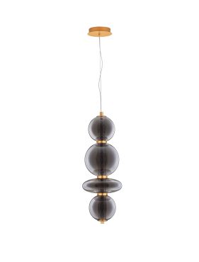 Nova Luce Navi - lampe suspendue - 17 x 22 x 200 cm - 20W LED inclus - laiton doré et gris fumée
