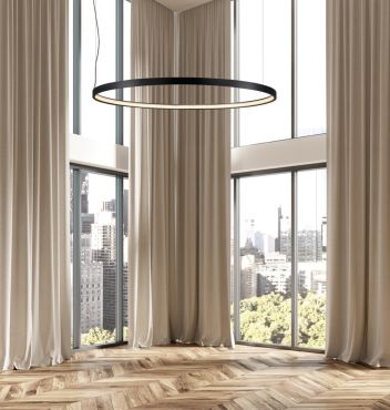VK Lighting Circulus - lampe suspendue - Ø 92,2 x 200 cm - 42W LED dimmable inclus - noir