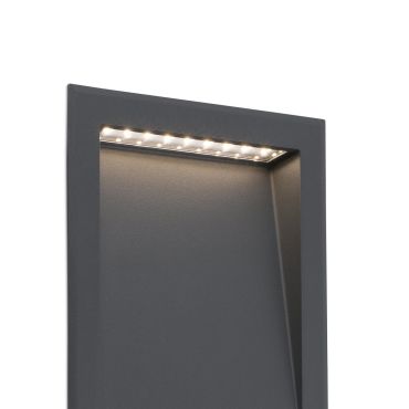 Faro Soun - applique encastrée - 19,3 x 7,3 x 23,8 cm - 8W LED inclus - IP65 - gris foncé