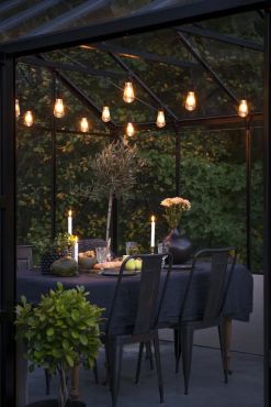 Konstsmide - cordon lumineux décoratif avec fonction variateur - kit de démarrage - longueur 9,15 mètres plus cordon 10,85 mètres - 10 ampoules LED remplaçables incluses - 7W - IP44 - noir