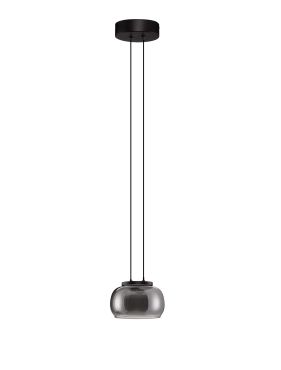 Nova Luce Bios - lampe suspendue - Ø 18 x 166 cm - 9W dimmable LED inclus - noir mat et gris fumé