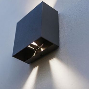 Lutec Gemini Beams - 11 x 11 x 5.4 cm - 10W inclus - IP54 - gris foncé - blanc