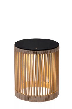 Lucide Pingi - lampe à poser rechargeable - Ø 33,5 x 36,5 cm - IP44 - taupe