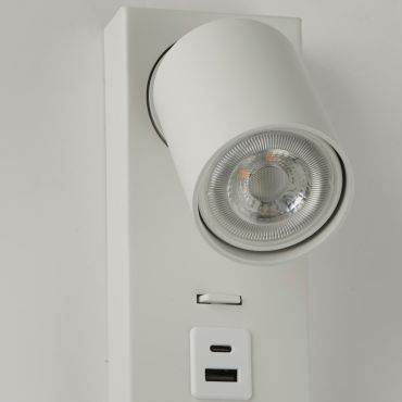 Projectlight Phoebe - spot en saillie avec port USB - 11,5 x 16 x 7 cm - blanc