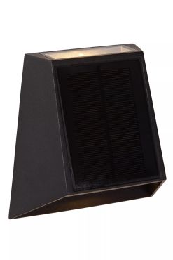 Lucide Luton - Applique d'extérieur avec capteur solaire jour/nuit - 13 x 7,4 x 13,4 cm - 1W LED dimmable inclus - IP54 - noir