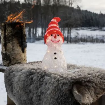 Konstsmide Lumières de Noël - bonhomme de neige avec chapeau - 14,5 x 16,5 x 32 cm - IP44 - rouge et blanc
