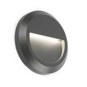 Faro Grant - applique murale - Ø 15 x 2,5 cm - 1W LED inclus - IP65 - gris foncé