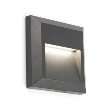 Faro Grant - applique murale - 12,5 x 2,5 x 12,5 cm - 1W LED inclus - IP65 - gris foncé
