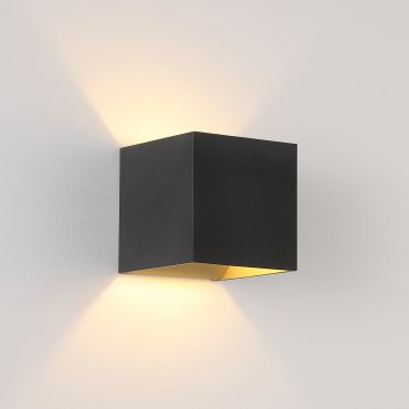 Searchlight Cube - applique murale - 9,7 x 9,7 x 9,7 cm - noir avec or