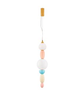 Nova Luce Obrie - lampe suspendue - Ø 20 x 215 cm - 23W LED inclus - laiton doré, orange, bleu et violet