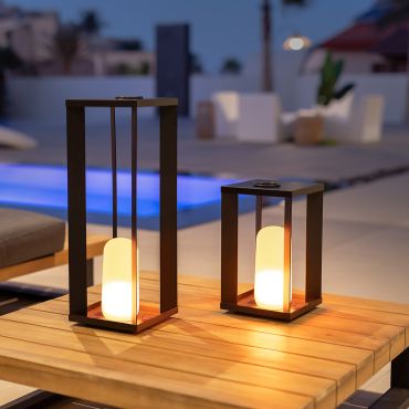 New Garden Siroco 50 - lampadaire et lampe de table portable - 18 x 18 x 50 cm - 2W LED dimmable inclus - IP54 - noir