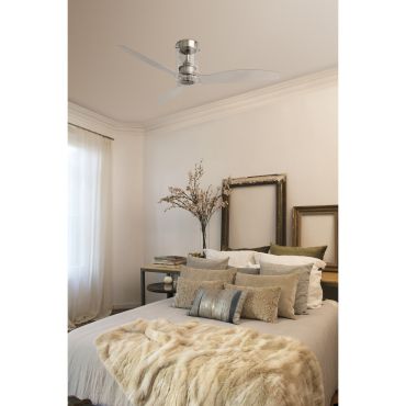 Faro Mini Tube - ventilateur de plafond avec télécommande - Ø 128 cm - chrome et transparent