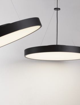 Nova Luce Perfect Profile - lampe suspendue sur télécommande (excl.) - Ø 60 x 120 cm - 40W LED dimmable inclus - 2700K-6000K - noir
