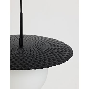 Nova Luce Obbit - lampe suspendue - Ø 38 x 120 cm - noir mat et opale