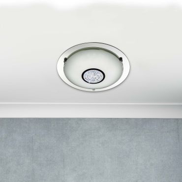 Searchlight Bathroom - plafonnier de salle de bains - Ø 32 x 8 cm - 12W LED inclus - IP44 - chrome