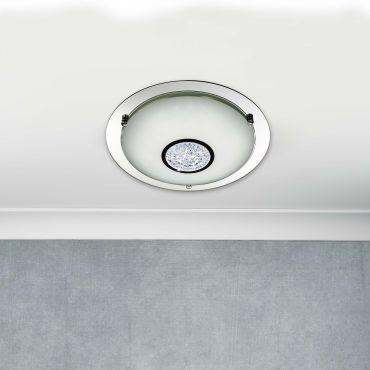 Searchlight Bathroom - plafonnier de salle de bains - Ø 42 x 9 cm - 18W LED inclus - IP44 - chrome