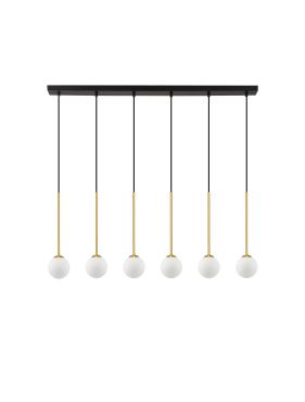 Nova Luce Savoy - lampe suspendue - 100 x 160 x 11 cm - satin doré, noir mat et blanc opale
