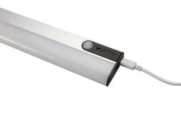 Integral LED SensorLux – éclairage d’armoire avec détecteur de mouvement et batterie rechargeable – 26,1 x 1,4 x 4,5 cm – LED 1,2 W inclus – aluminium