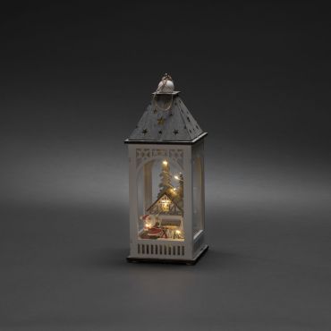 Konstsmide Lumières de Noël - lanterne en bois alimentée par piles - 11 x 11 x 29 cm - marron