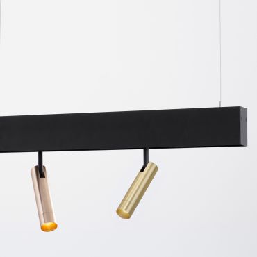 Nova Luce Nap - spot pour système de profilés magnétiques - Ø 3 x 19 cm - 10W LED inclus - laiton satiné et noir