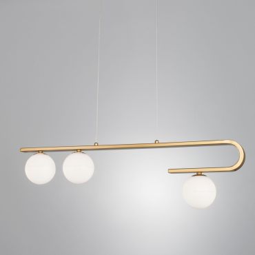 Nova Luce Cantona - lampe suspendue - 80 x 10 x 180 cm - laiton doré et blanc