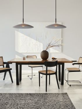 Nova Luce Polifemo - lampe suspendue - Ø 40 x 140  cm - 12W LED inclus - verre fumé et noir sablé