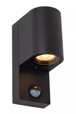 Lucide Zaro Round - applique d'extérieur avec détecteur - 7 x 10,4 x 17 cm - IP65 - noir
