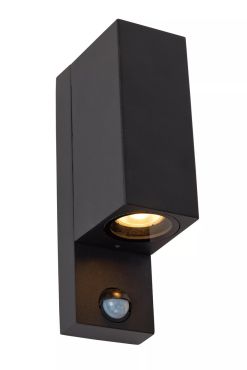 Lucide Zaro - Applique d'extérieur avec détecteur - 7 x 10,4 x 23 cm - IP65 - noir