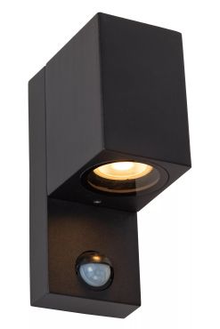 Lucide Zaro - Applique d'extérieur avec détecteur - 7 x 10,4 x 17 cm - IP65 - noir