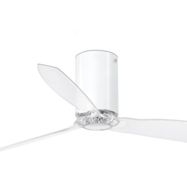 Faro Mini Tube - ventilateur de plafond avec télécommande - Ø 128 cm - blanc et transparent