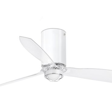 Faro Mini Tube - ventilateur de plafond avec lumière et télécommande - Ø 128 cm - 17W LED inclus - blanc et transparent