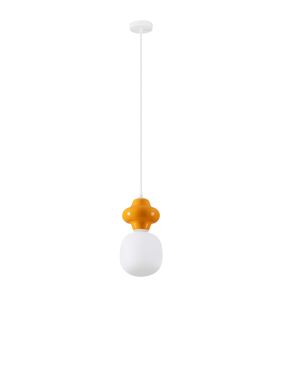 Nova Luce Clio - lampe suspendue - Ø 18 x 198 cm - orange et verre opale
