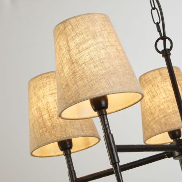 Searchlight Gothic - lustre - Ø 66 x 130 cm - noir et lin naturel
