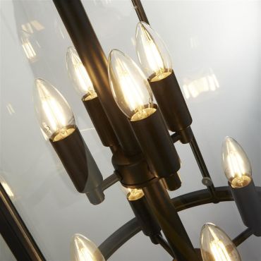 Searchlight Lantern Grande - lampe suspendue - Ø 43 x 150 cm - noir
