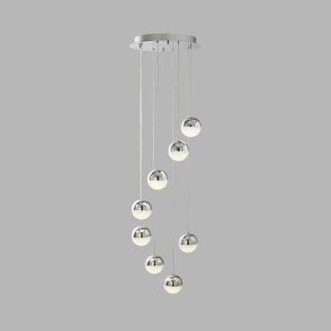 Searchlight Marbles - lampe suspendue - Ø 35 x 155 cm - 8 x 5W LED dimmable inclus - chrome