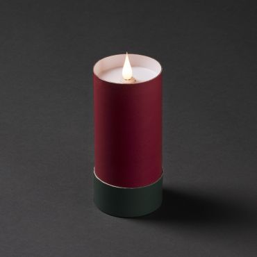 Konstsmide - bougie LED décorative en papier sur pile - Ø 7 x 15,5 cm - rouge