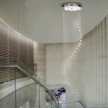 Searchlight Hallway - lampe suspendue - Ø 30 x 180 cm - chrome et transparent
