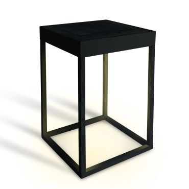 ONE Light - poteau de jardin solaire avec détecteur de nuit et USB - 18,5 x 18,5 x 30 cm - 2,2W LED dimmable inclus - IP65 - noir