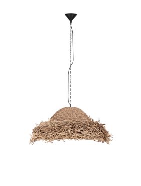 Nova Luce Natu - lampe suspendue - Ø 86 x 200 cm - joncs de mer naturel et noir