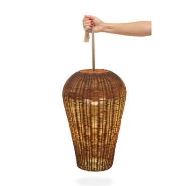 New Garden Saona - lampe suspendue avec source lumineuse rechargeable et télécommande - 9W dimmable LED inclus - Ø 31 x 349 cm - IP54 - brun