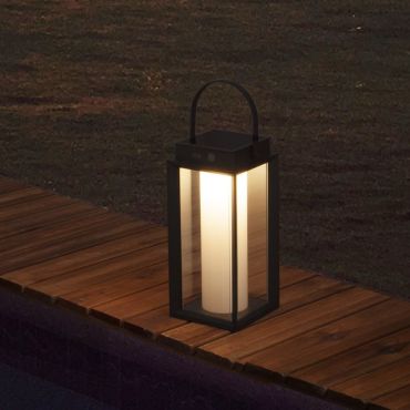 Nova Luce Verhal - lampe de table portable à énergie solaire avec port USB - 16 x 47,5 x 16 cm - 2W dimmable LED inclus -  IP54 - anthracite foncé