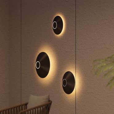VK Lighting Amelie - applique murale d'extérieur - Ø 30 x 10,4 cm - 15W LED inclus - IP65 - noir