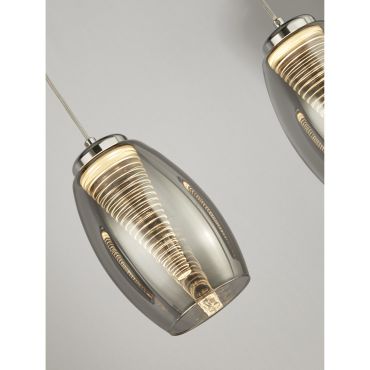 Searchlight Cyclone - lampe suspendue - 75,5 x 11,5 x 150 cm - 21W LED dimmable inclus - chrome et verre fumé