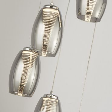 Searchlight Cyclone - lampe suspendue - Ø 35 x 150 cm - 27W LED dimmable inclus - chrome et verre fumé